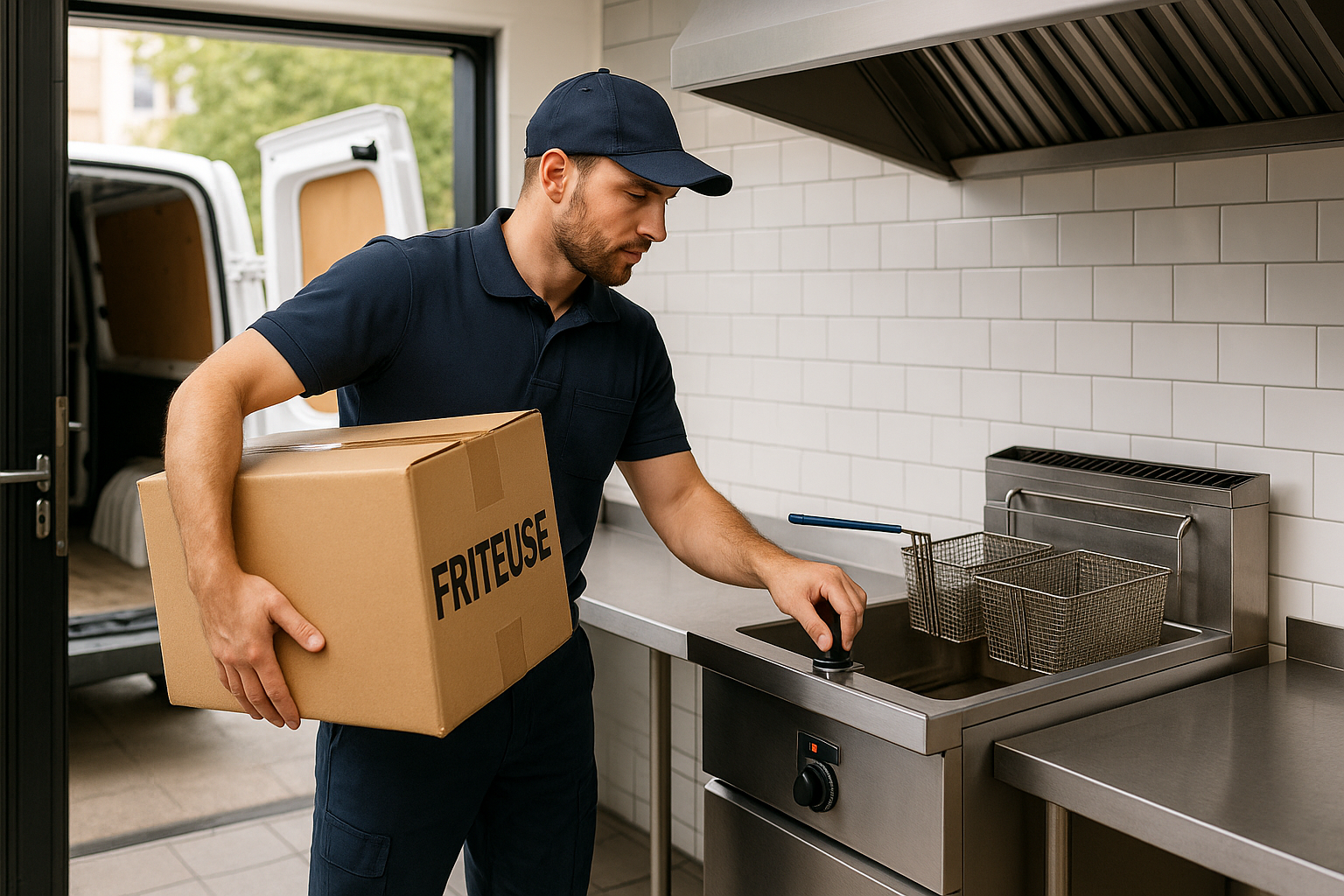Livraison et installation de la friteuse professionnelle Friteuse Bueil